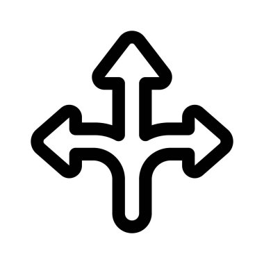 Üç yönlü ok işareti, yol işareti simgesi, vektör tasarımı