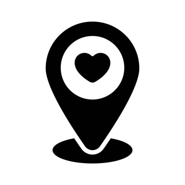 Kalp sembolü içinde romantik yerin konsept simgesini gösteriyor