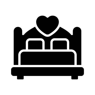 Balayı, düğün yatağı vektör tasarımı