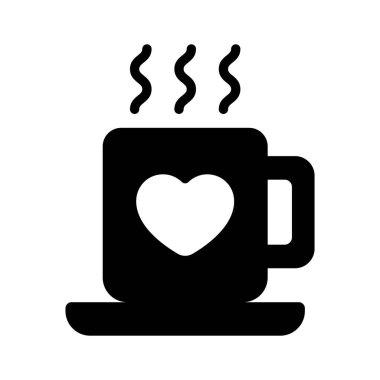 Coffee cup with heart symbol icon of favorite coffee in modern style