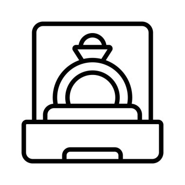 Engagement ring inside case, icon of proposal ring