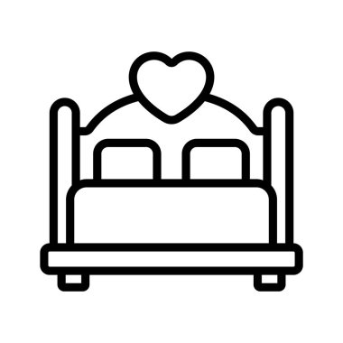 Balayı, düğün yatağı vektör tasarımı
