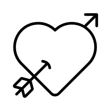 Arrow passing heart showing love cupid vector icon