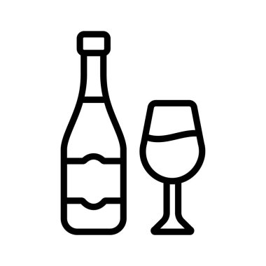 Cam kaplı bir şişe şampanya, parti kutlama vektörü tasarımı.