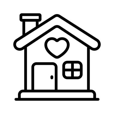 Aşk ev simgesi, sevimli, sevgililer günü, aile ve ev konsept vektörü