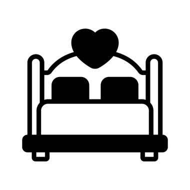 Balayı, düğün yatağı vektör tasarımı