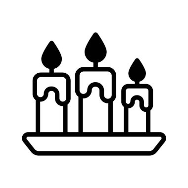 Şu muhteşem mum ikonuna bir bakın, yanan mumların güzel vektörü.