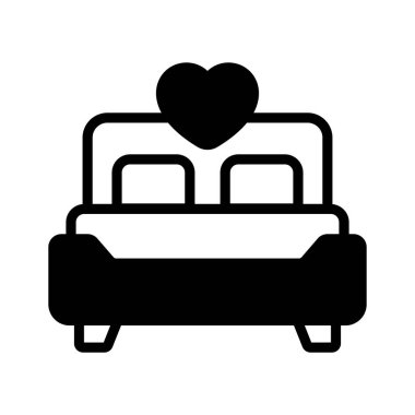 Balayı, düğün yatağı vektör tasarımı