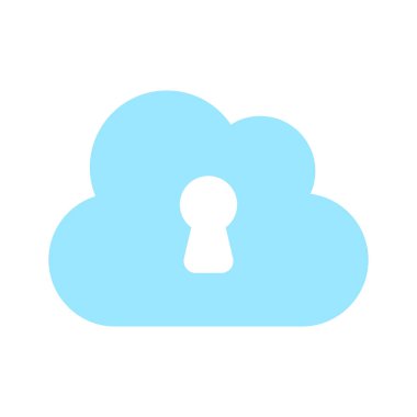 Bulutun içindeki anahtar deliği, bulut güvenliğinin konsept simgesi, güvenli bulut ağı