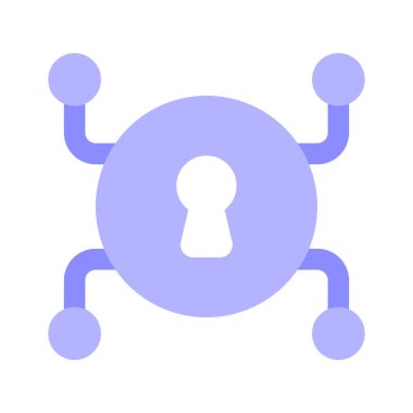 Ağ güvenliğinin vektörünü gösteren ağ düğümlü anahtar deliği