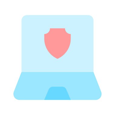 Bilgisayarın içindeki koruma kalkanı güvenli dizüstü bilgisayar ve bilgisayar güvenliğini simgeliyor.