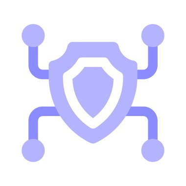 Ağ güvenliğinin vektörünü gösteren ağ düğümlerine sahip güvenlik kalkanı