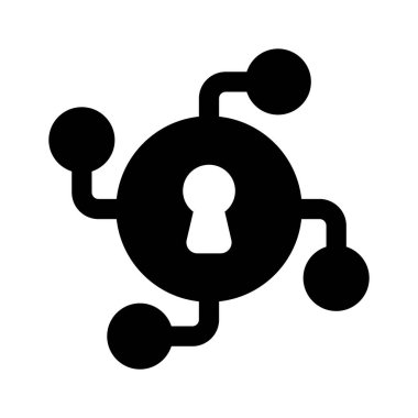 Ağ güvenliğinin vektörünü gösteren ağ düğümlü anahtar deliği