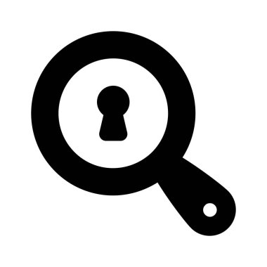 Güvenlik aramasının konsept simgesini gösteren büyüteçteki anahtar deliği