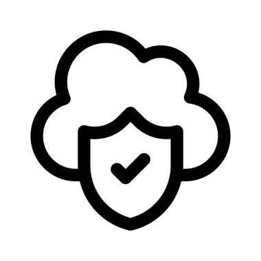 Güvenli bulut, bulut koruması, bulut güvenlik simgesi tasarımı