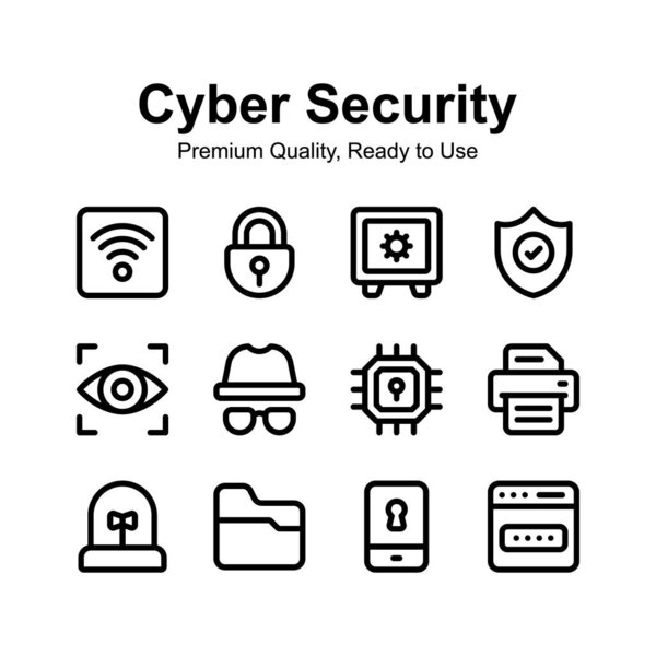 Creatively designed cyber security icons isolated on white background
