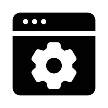 Web sayfası içerisindeki dişli, web sayfası ayarlarının konsept simgesi, web sayfası yönetimi