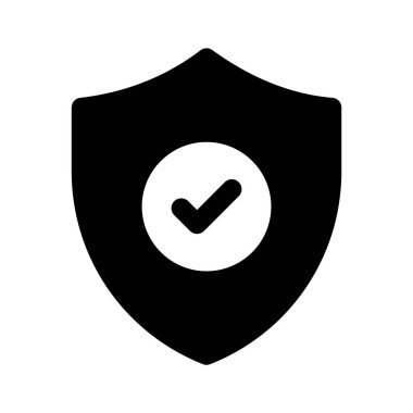 Doğrulanmış güvenliğin modern simgesi, koruma kalkanı içinde kontrol işareti
