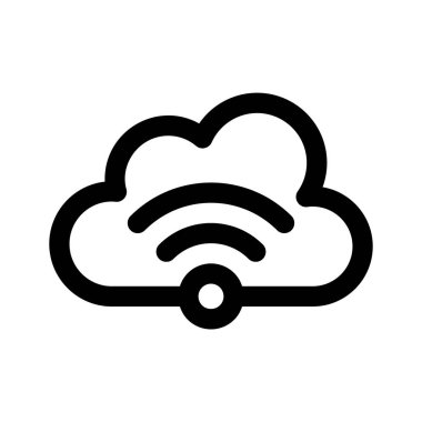 Bulutlu Wifi sinyalleri, düzenlenebilir internet vektörünün simgesi