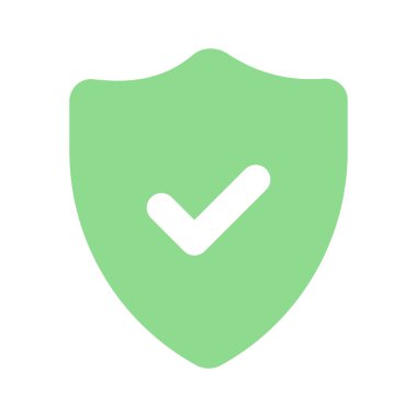 Doğrulanmış güvenliğin modern simgesi, koruma kalkanı içinde kontrol işareti