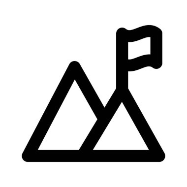 Dağın tepesinde bayrak, modaya uygun görev ikonu
