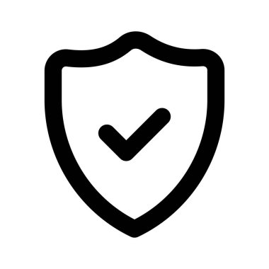 Doğrulanmış güvenliğin modern simgesi, koruma kalkanı içinde kontrol işareti