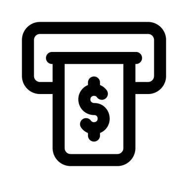 Anlık bankacılık, nakit dağıtıcının düz vektörü, ATM 'nin simge tasarımı