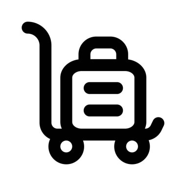 Bagaj arabası, beyaz arkaplanda izole edilmiş tramvay vektör tasarımı, doli simgesi