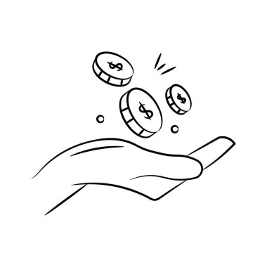 Dolar paralarıyla el, tasarruf konsepti, finansal krediler vektörü