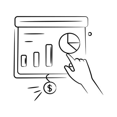 İş grafiksel sunumunun bir simgesi, istatistiksel sunum vektörü