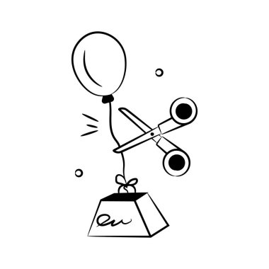 Kriz yönetiminin makas kesme kurdelesi, konsept simgesi