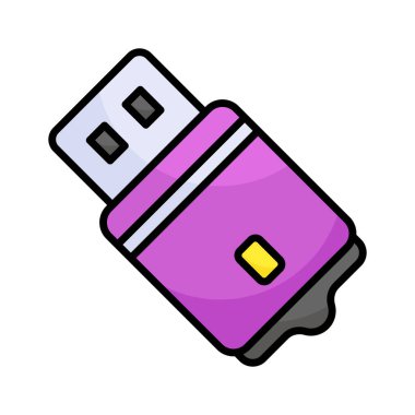 Dijital arayüzlerde veri transferini, bağlantıyı ve teknolojiyi sembolize eden eşsiz bir USB simgesi