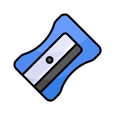 Modern tarzda keskinleştiricinin görsel olarak mükemmel simgesi, okul malzemeleri, kalem öğütücü vektörü