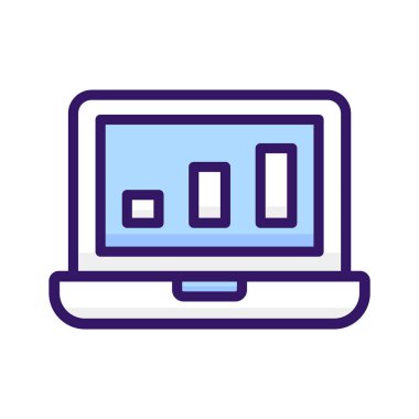 Dizüstü bilgisayarın içindeki büyüme grafiği modern tarzda iş haritasının vektör tasarımını gösteriyor