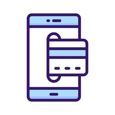 Cep telefonu konseptine sahip banka kartı cep telefonu ödemesi veya çevrimiçi ödeme simgesi