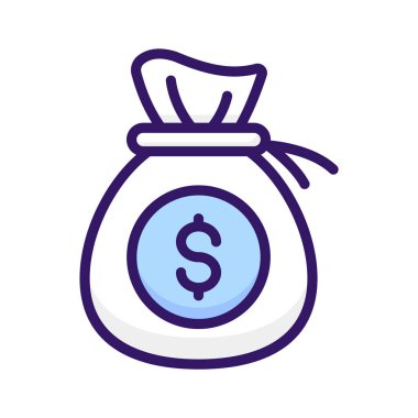 Dolar simgesi, nakit, iş, geri dönüş veya yatırım, ödeme, dolar çuvalı vektörü modayı