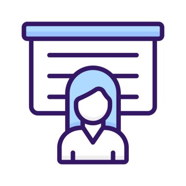 Sunum yapan, iş toplantılarını sembolize eden bir kişi, iş sunum simgesi