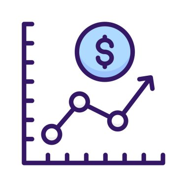 Finansal grafiğin konsept simgesi olan dolar, iş grafiği vektörü