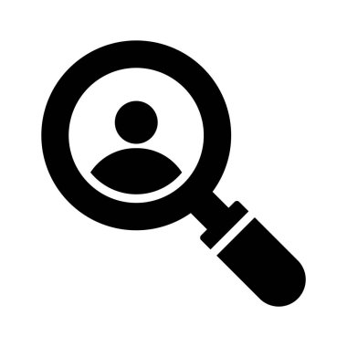 İşe alım konseptini gösteren büyüteçli kişi, çalışan arama simgesi