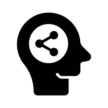 Fikir paylaşımının konsept simgesini belirten insan zihni ile düğmeyi paylaş