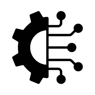 Teknoloji ve mekanik sistemlerin füzyonunu sembolize eden bir melez simgesi
