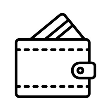 Nakit cüzdanın modaya uygun vektörü, cüzdanın düzenlenebilir biçiminde banknotu olan simgesi