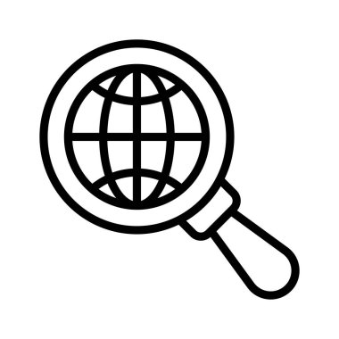 Büyüteci olan dünya, küresel aramanın moda simgesi, uluslararası arama