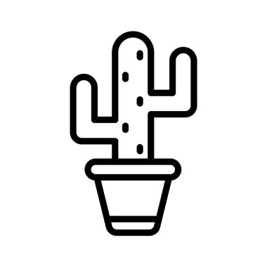 Beyaz arka planda izole edilmiş kaktüs bitkisinin modern vektörü