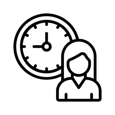 Verimli zaman yönetimi uygulamalarını sembolize eden, bir kişi ve bir saati gösteren bir simge