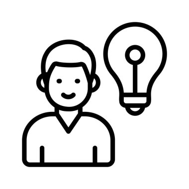 Ampulü olan bir adam yenilikçi düşünce modern konsept vektörü gösteriyor.