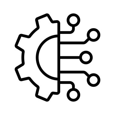 Teknoloji ve mekanik sistemlerin füzyonunu sembolize eden bir melez simgesi
