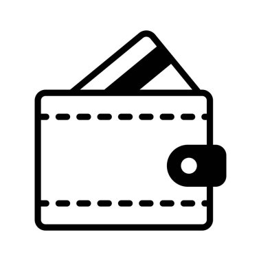 Nakit cüzdanın modaya uygun vektörü, cüzdanın düzenlenebilir biçiminde banknotu olan simgesi