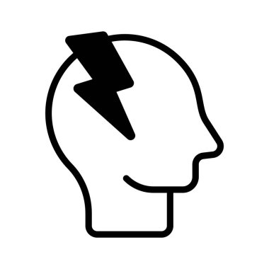 İnsan zihnine ışık saçan ışık yıldırımı, modaya uygun beyin fırtınası konsepti simgesi