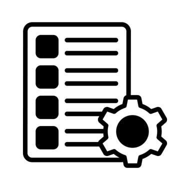 Liste ayarlarının sayfa belirleme vektör tasarımına sahip dişli, düzenlenebilir simge